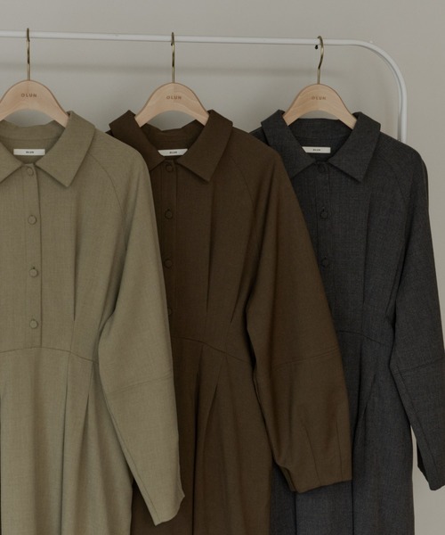 OLUN ウエストタックコクーンワンピース XS ベージュ OLUN ワンピース waist tack cocoon onepiece/ウエストタックコクーン