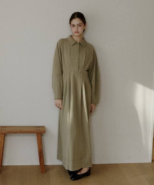 OLUN ワンピース waist tack cocoon onepiece/ウエストタックコクーン