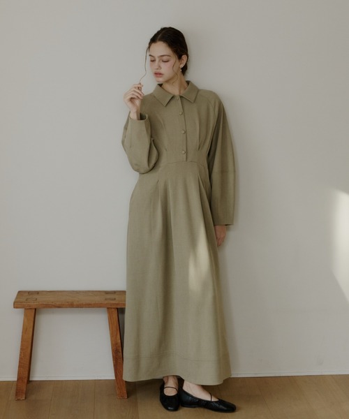 ワンピース LOHEN GUSSET COCOON ONE PIECE OLUN ワンピース waist tack cocoon onepiece/ウエストタックコクーン