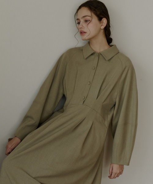 OLUN ワンピース waist tack cocoon onepiece/ウエストタックコクーン