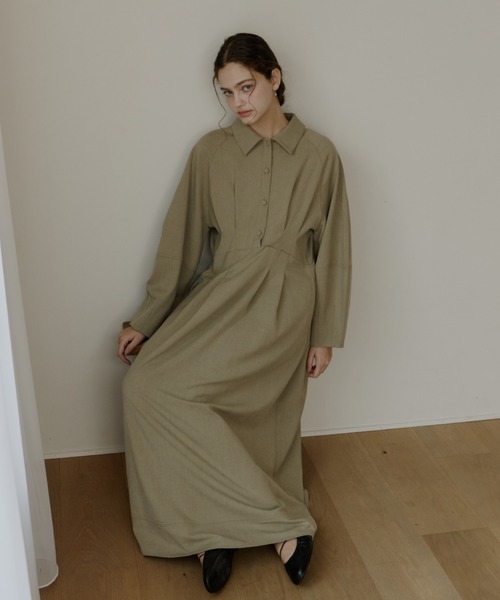 OLUN ワンピース waist tack cocoon onepiece/ウエストタックコクーン