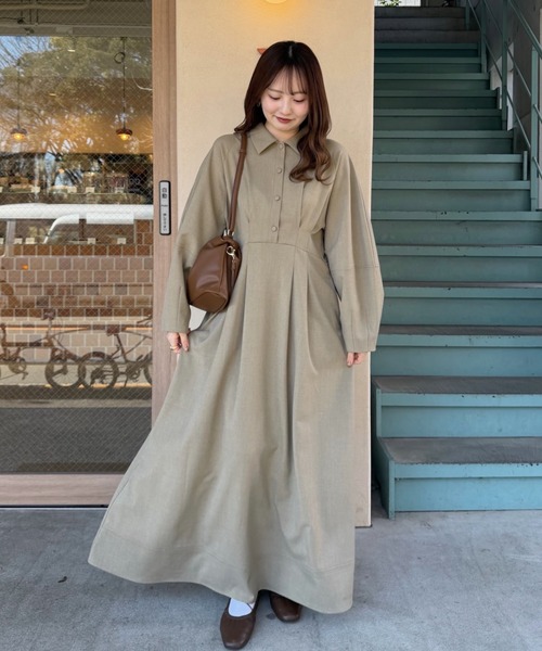 OLUN ワンピース waist tack cocoon onepiece/ウエストタックコクーン