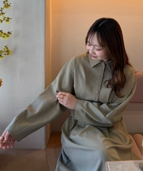 OLUN ワンピース waist tack cocoon onepiece/ウエストタックコクーン