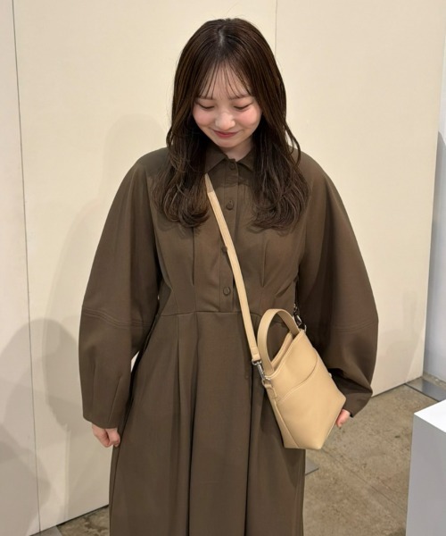 OLUN ワンピース waist tack cocoon onepiece/ウエストタックコクーン