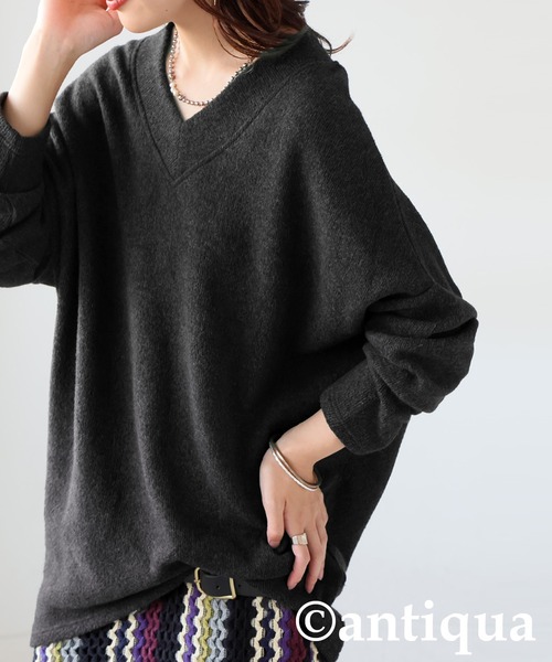 「antiqua」 長袖ニット ONESIZE グレイッシュベージュ レディース_画像8