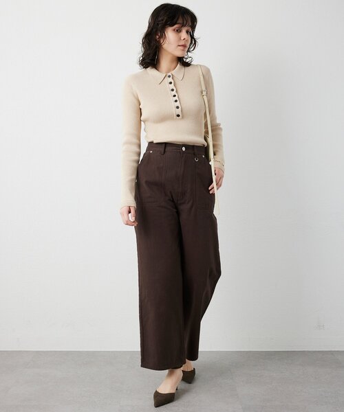 ワイドパンツ パンツ 「THE PAUSE」コットンツイルベイカーパンツ レディースの画像