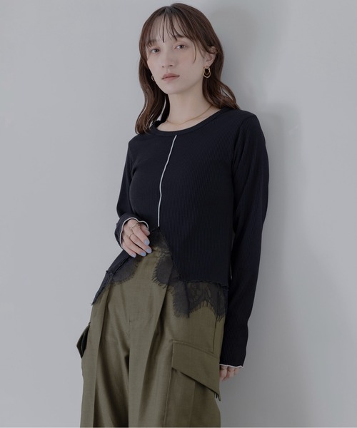 eimeelaw エイミーロウ　カレッジロゴzipトップス　新品未使用　完売品 Eimee Law（エイミーロウ） tシャツ ヘムレースセンタースリットリブ
