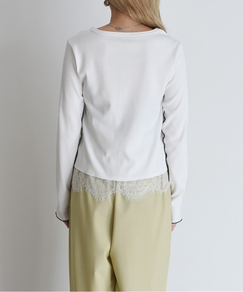 Eimee Law（エイミーロウ） tシャツ ヘムレースセンタースリットリブ