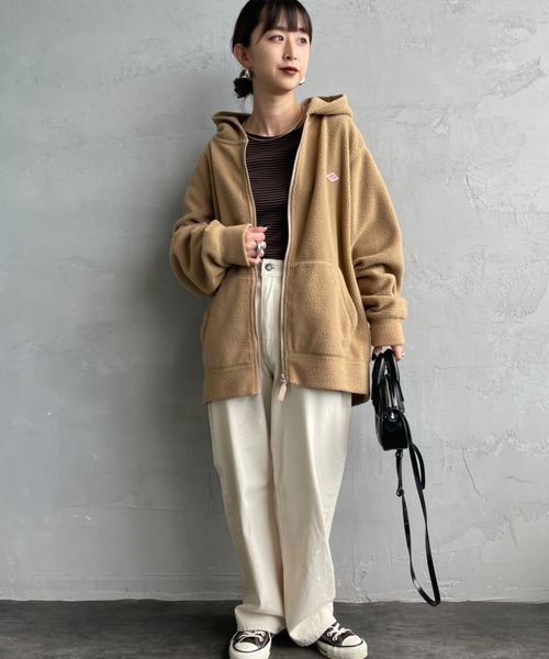 ダントン　ベージュ　パーカー一部裏地付き　美品 Danton（ダントン） ジップアップパーカー 42 ブラック レディース