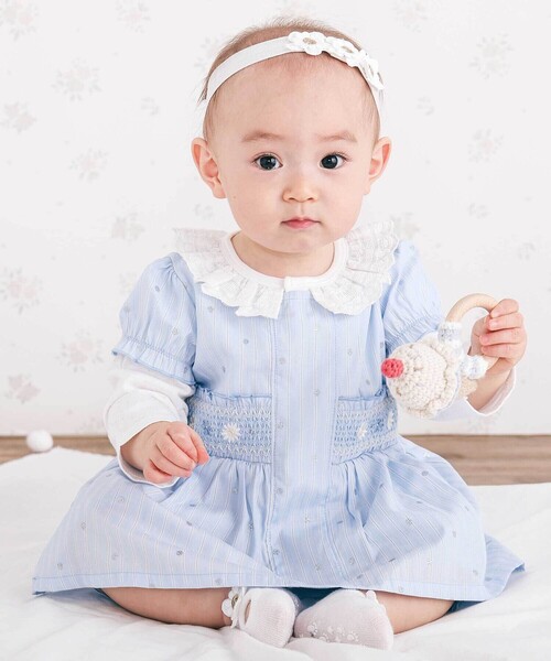 ストライプ ワンピース（ベビー服、シューズ）（色：ブルー系