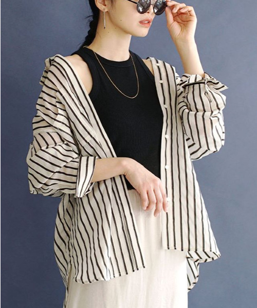 「e-zakkamania stores」 長袖シャツ フリー オフホワイト レディース_画像5