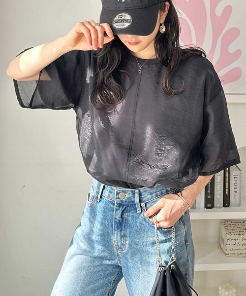 「GeeRA」 半袖ブラウス MEDIUM オフホワイト レディース_画像9