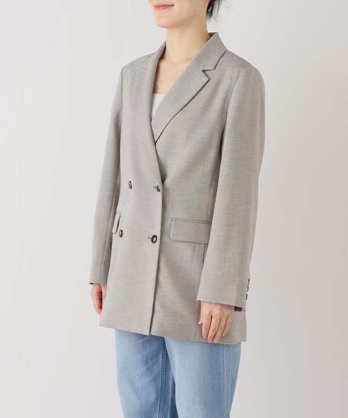 24AW SLOBE IENA TRダブルブレストジャケット グレー セール】TRダブルブレストジャケット（テーラードジャケット）｜SLOBE