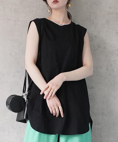 Emma（エマ） tシャツ 天竺 ノースリーブ チュニック Tシャツ
