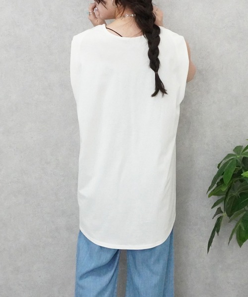 Emma（エマ） tシャツ 天竺 ノースリーブ チュニック Tシャツ