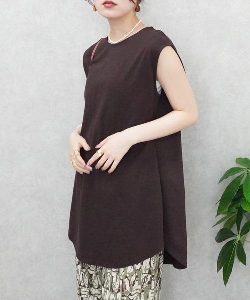 Emma（エマ） tシャツ 天竺 ノースリーブ チュニック Tシャツ