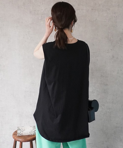 ANN DEMEULEMEESTER ノースリーブチュニック 38 ブラック Emma（エマ） tシャツ 天竺 ノースリーブ チュニック Tシャツ