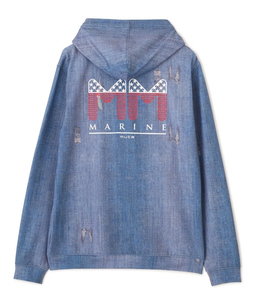 ラッシュガード muta MARINE/ムータ マリン/別注DENIMプリントラッシュパーカー メンズ レディースの画像