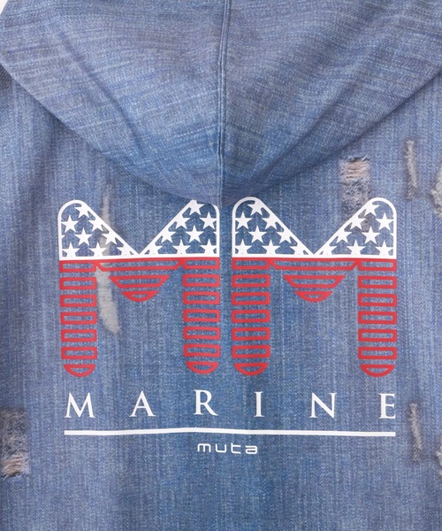ラッシュガード muta MARINE/ムータ マリン/別注DENIMプリントラッシュパーカー メンズ レディースの画像