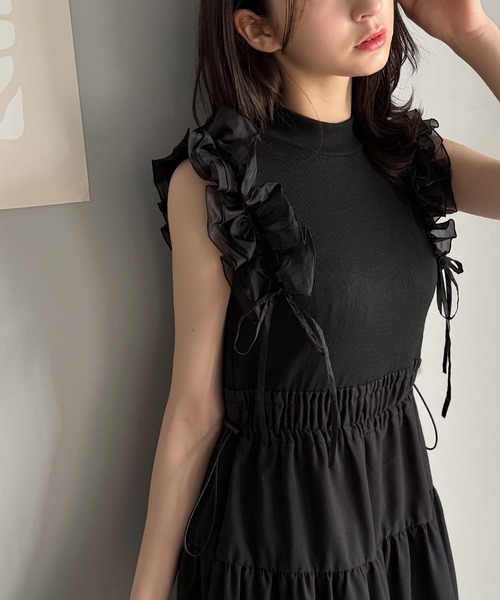 「mily bilet」 ノースリーブワンピース MEDIUM ブラック レディース_画像7