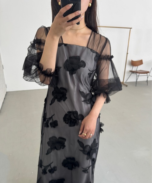 LE'RURE ドレス Flower motif puffsleeve dress : ZOZOTOWN Yahoo!店