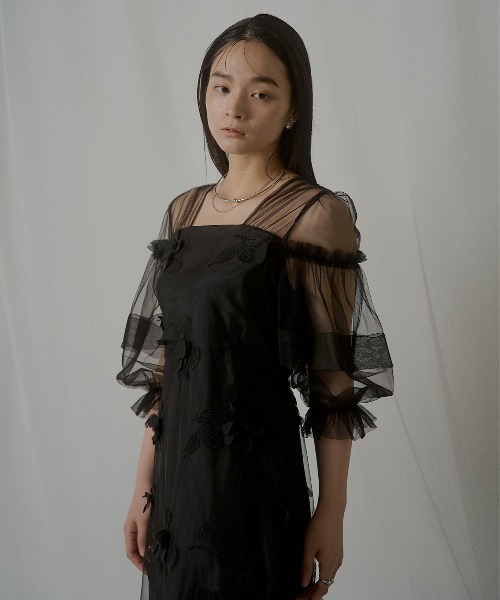 LE'RURE ドレス Flower motif puffsleeve dress : ZOZOTOWN Yahoo!店