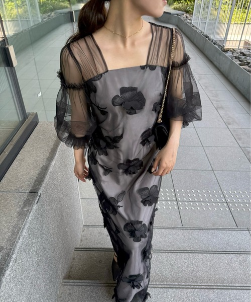 LE'RURE ドレス Flower motif puffsleeve dress : ZOZOTOWN Yahoo!店