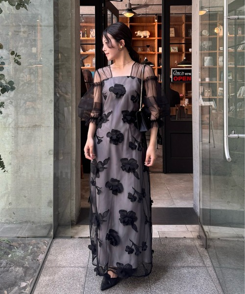 LE'RURE ドレス Flower motif puffsleeve dress : ZOZOTOWN Yahoo!店