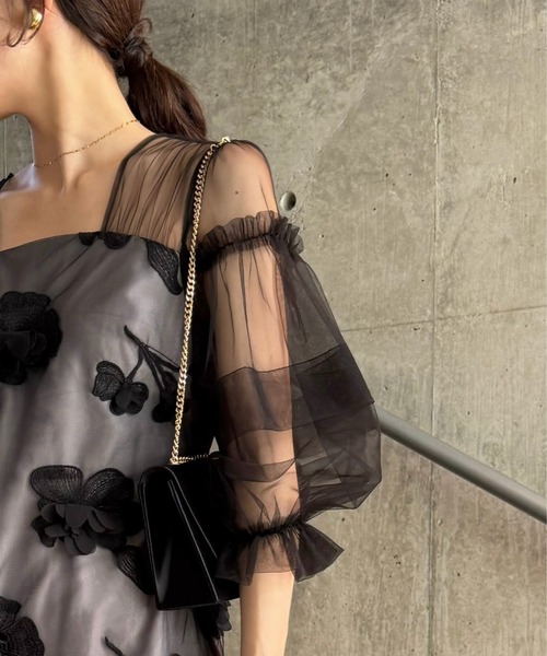 LE'RURE ドレス Flower motif puffsleeve dress : ZOZOTOWN Yahoo!店