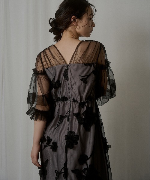 LE'RURE ドレス Flower motif puffsleeve dress : ZOZOTOWN Yahoo!店