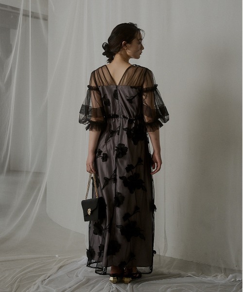 LE'RURE ドレス Flower motif puffsleeve dress : ZOZOTOWN Yahoo!店