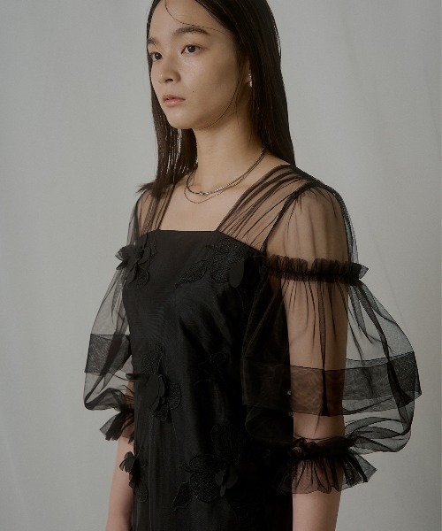 LE'RURE ドレス Flower motif puffsleeve dress : ZOZOTOWN Yahoo!店