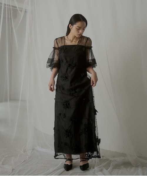 LE'RURE ドレス Flower motif puffsleeve dress : ZOZOTOWN Yahoo!店
