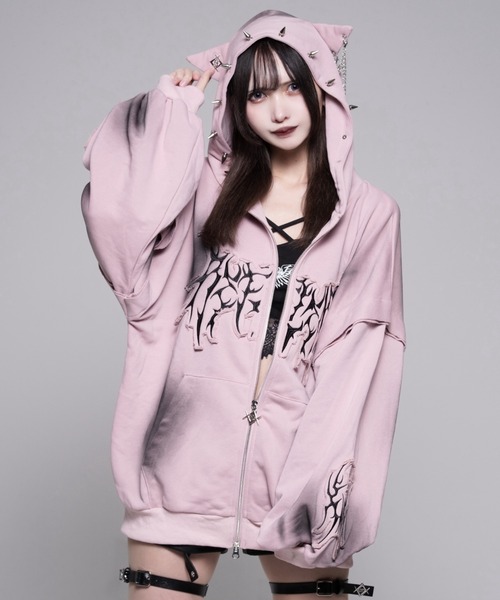 REFLEM（レフレム） パーカー 「REFLEM/レフレム」顔料加工猫耳ZIP