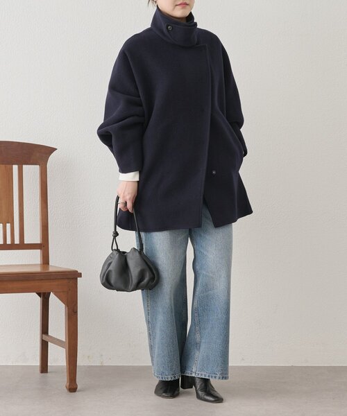 BEARDSLEYビアズリー　リバーショートコート　ブラック BEARDSLEY（ビアズリー） コート アウター ドルマンリバーコート