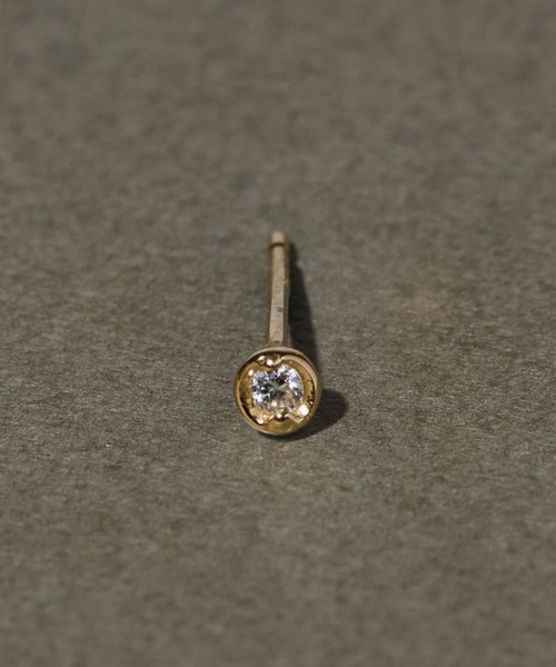 ピアス 入学式 「K18」ベーシック一粒ダイヤモンドピアス /片耳/金属アレルギー対応「動画あり」 レディース メンズの画像
