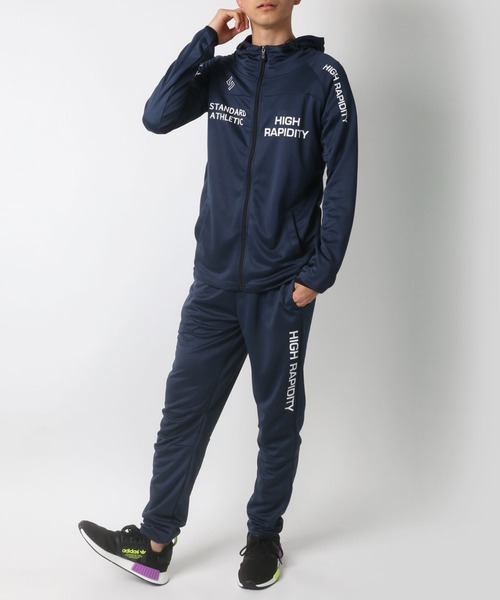 ナイキ セットアップ アシンメトリー 黒 青 メンズ XLサイズ Lazar（ラザル） ジャージ セットアップ アシンメトリー切替ハイ