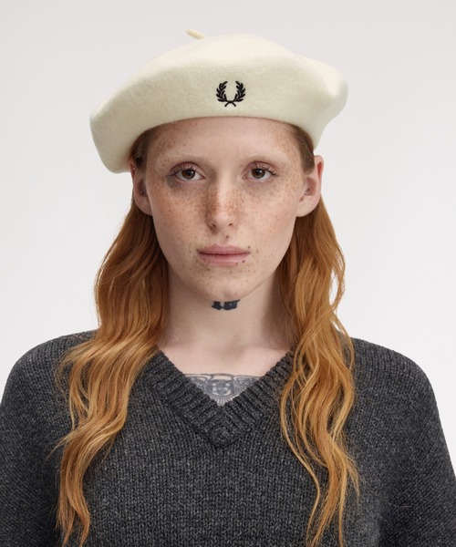 FRED PERRY フレッドペリー ベレー帽 ホワイト アイボリー FRED PERRY（フレッドペリー） 帽子 ベレー帽 Wool Beret／フレッド