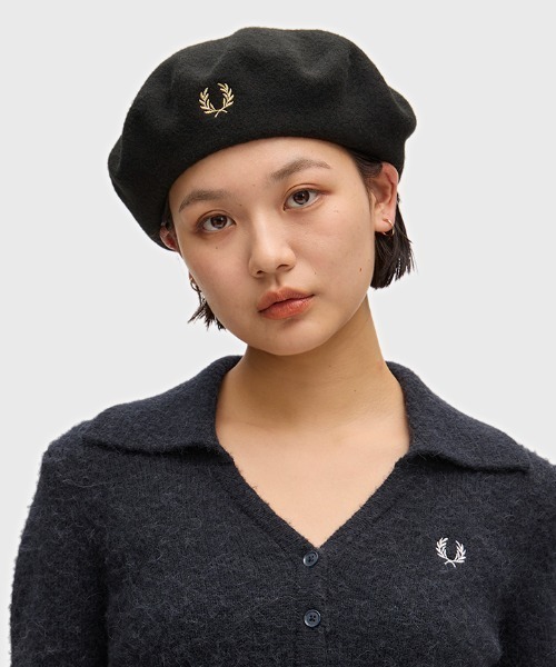 FRED PERRY ベレー帽　ダークキャラメル　正規品　新品　タグ付き 残1点 FRED PERRY（フレッドペリー） 帽子 ベレー帽 Wool Beret／フレッド