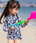 水着 キッズ水着 長袖ワンピース風花柄オールイ...の詳細画像2