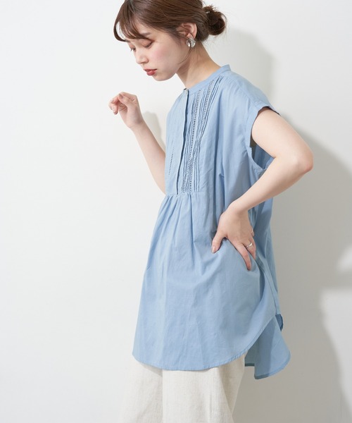 ブラウス シャツ レースドッキングコットンチュニック レディース ITEMS URBANRESEARCH ブラウス シャツ レースベストドッキング