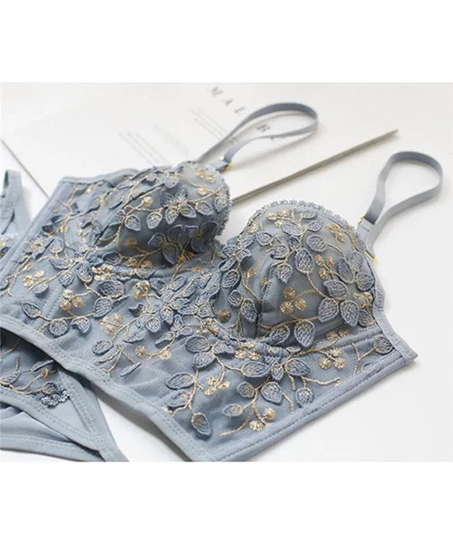 c.u.l ブラジャー ショーツセット 「c.u.l」花柄刺繍コルセット風ブラ