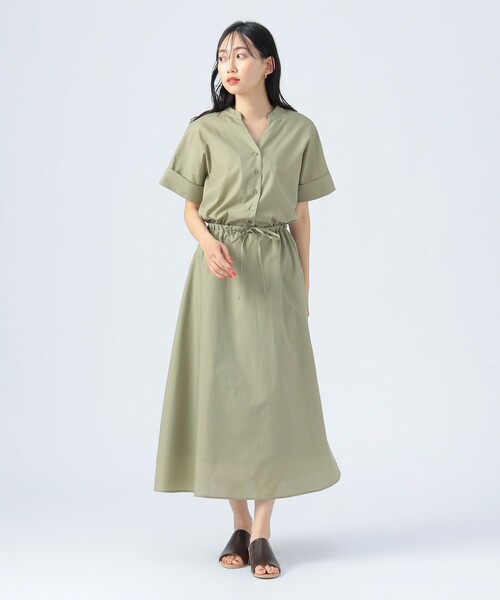 BEAMS HEART ワンピース スキッパー ドロスト ワンピース（洗濯