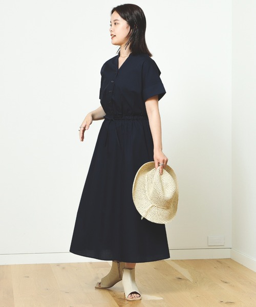 ワンピース BEAMS HEART / スキッパー ドロスト ワンピース 