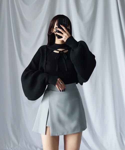 【MM】レイヤード ハイウエスト スカート☆SALE中 me+em select スカート 「 7COLOR 」ハイウエストレイヤード