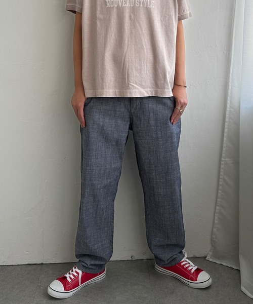 LBC パンツ コットンシャンブレーテーパードパンツ レディース
