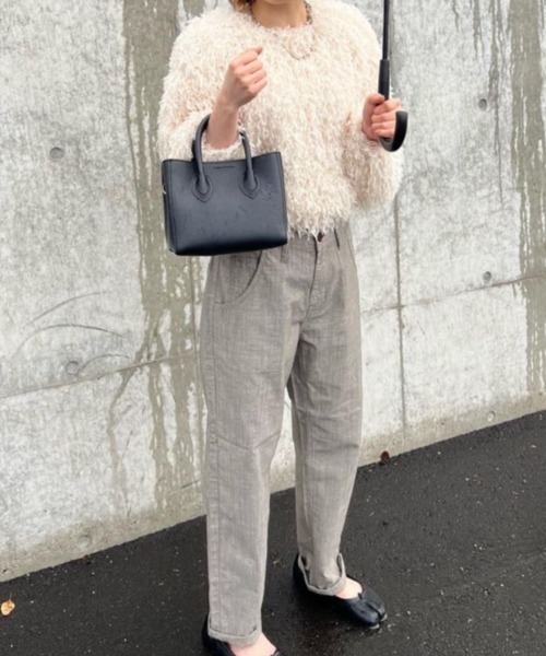 LBC パンツ コットンシャンブレーテーパードパンツ レディース