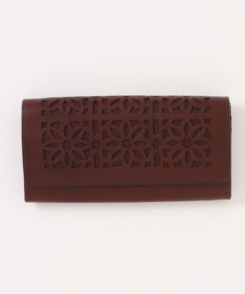 genten（ゲンテン） 財布 カットワーク フラップ長財布 レディース