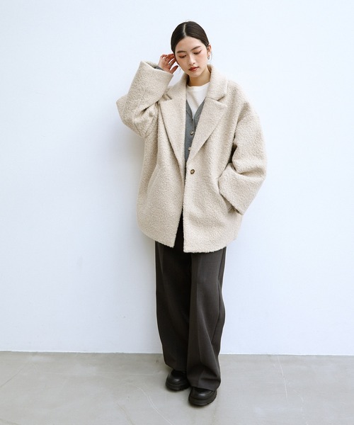 andme（アンドミー） コート チェスターコート ミドル丈シープ調ボア