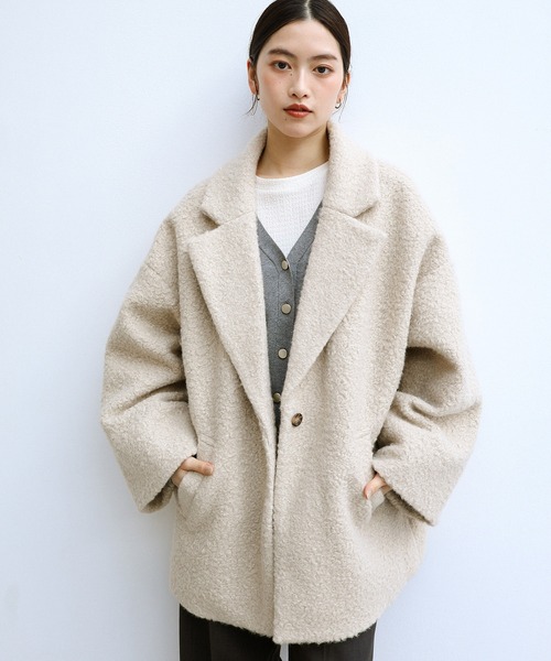 andme（アンドミー） コート チェスターコート ミドル丈シープ調ボア